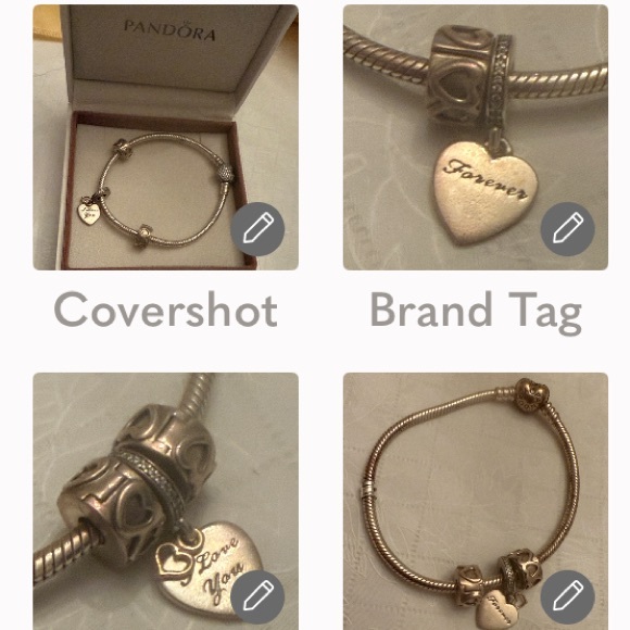 Pandora🤍Silver Bracelet with 3=I love you forever Heart Charm - Picture 1 of 17